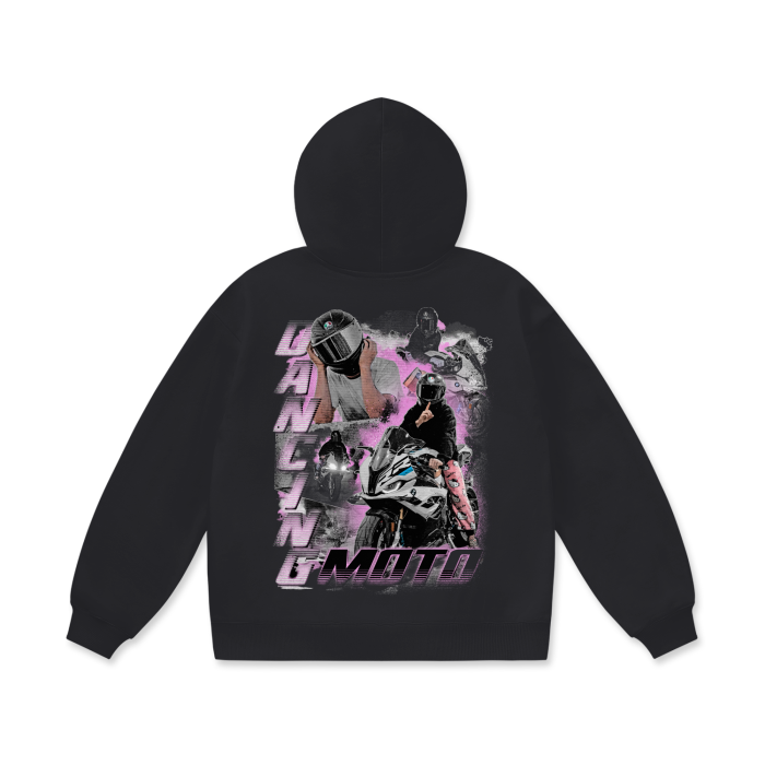 Dancingmoto Black Oversize Heavyweight Fleece Hoodie