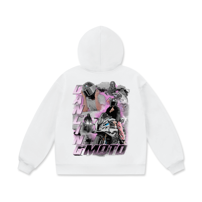 Dancingmoto White Oversize Heavyweight Fleece Hoodie