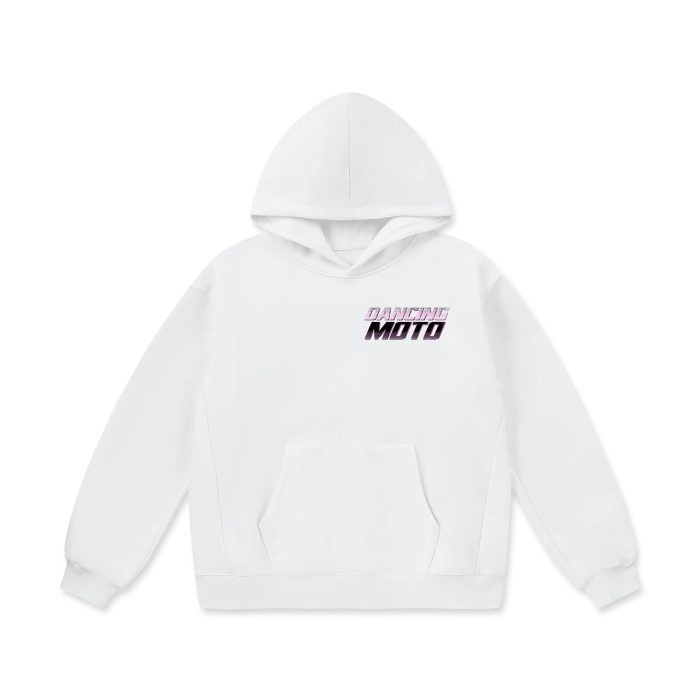 Dancingmoto White Oversize Heavyweight Fleece Hoodie